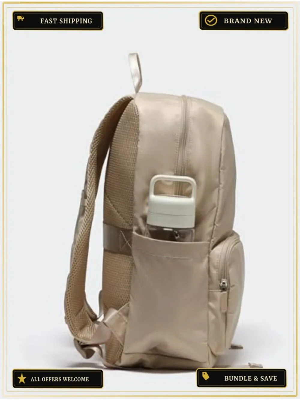 22L Nylon Daypack Backpack with Laptop Sleeve, Travel Commuter School Bag